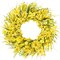 Spring Wreath with Forsythia Flowers, Yellow Daisies and Lavender Green Leaves - Artificial Silk Floral Wreath for Front Door or Wall - 21 Inches